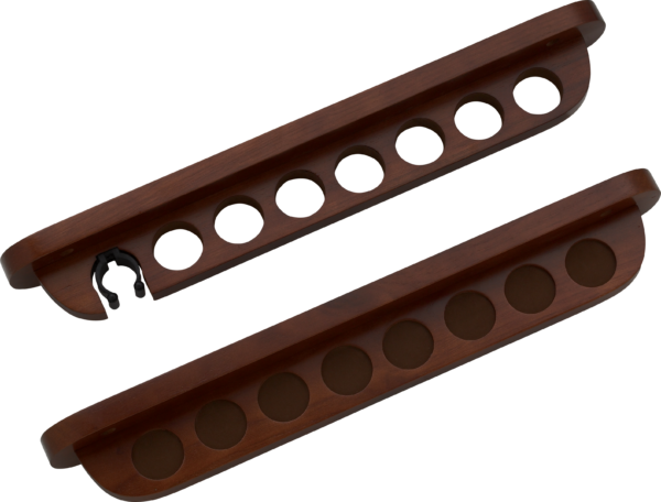 7 Cue Wall Rack w/ Bridge Clip - Chocolate